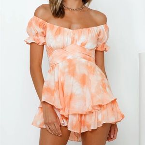Hello Molly Serial Heartbreaker Romper Orange NWT